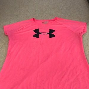 A bright pink shirt from under armor